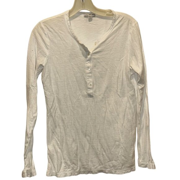 Standard James Perse white classic quarter button henley knit top 2 M - Picture 1 of 3